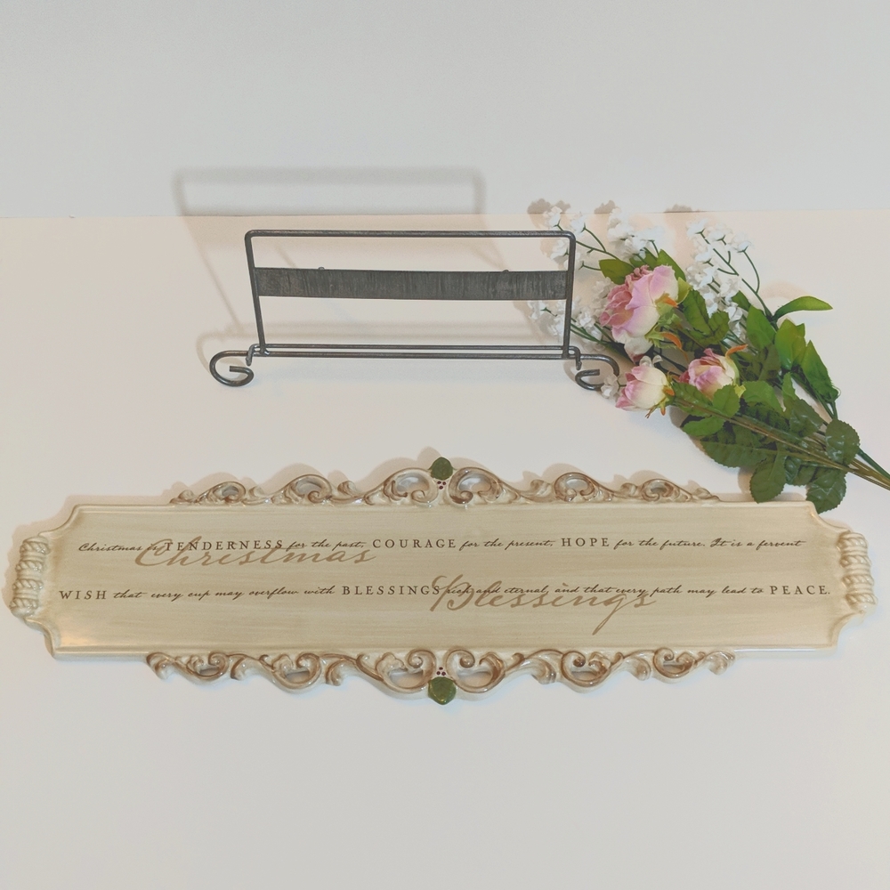 🎄 Christmas blessings plaque w/stand. Beautiful!
